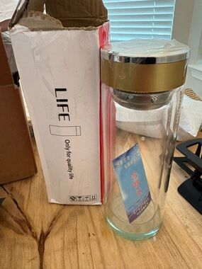 Gold-Trim Clear Double-Walled Glass Tumbler
